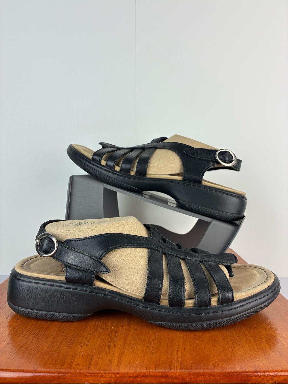 DANSKO Women Black Leather Strappy Open Toe Slingback Sandals EU 42 US 11.5/12